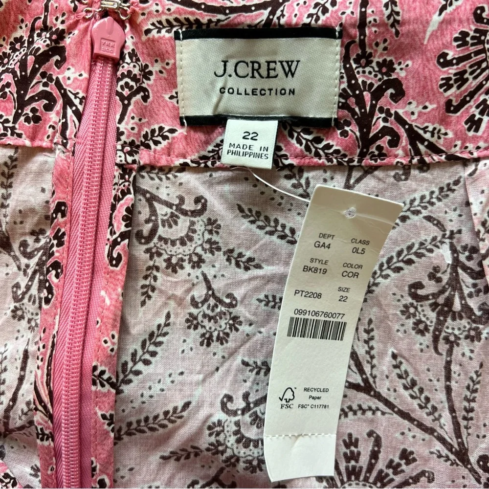 J. Crew Collection cross back tiered ruffle hem midi dress in Ratti coral vines